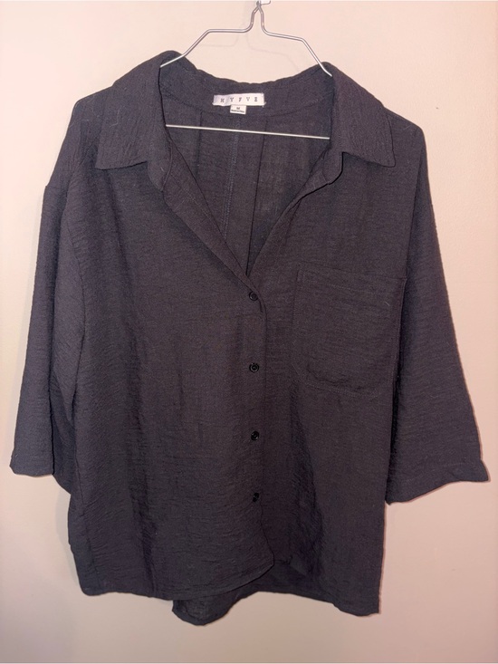 HYFVE Tops - HYFVE Dark Charcoal Button-Up Blouse
